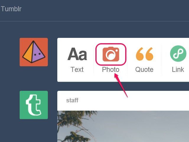 Cliquez sur le bouton Compose dans le coin supérieur droit du tableau de bord est une autre façon de révéler l'icône Photo.